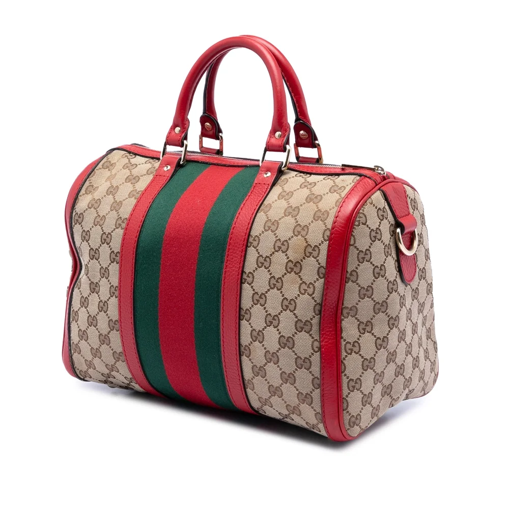 Pre-Loved Gucci Medium GG Canvas Web Joy Boston Bag